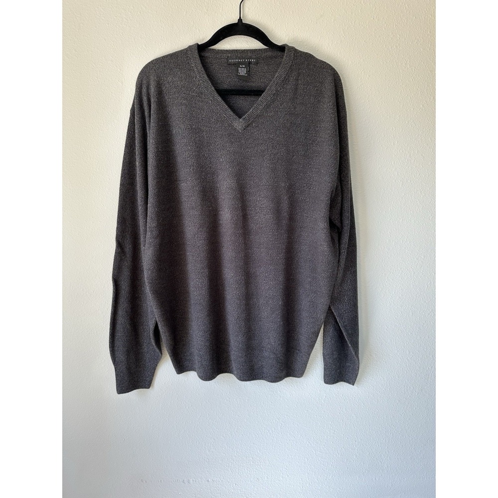 Geoffrey Beene Gray Solid Men's Acrylic V-Neck Sweater Long Sleeve Size‎ XL